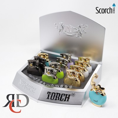 SCORCH TORCH FLIP LID IGNITOR W/ EXTRA FLINT ASST METAL COLORS STDS129 12CT/ DISPLAY